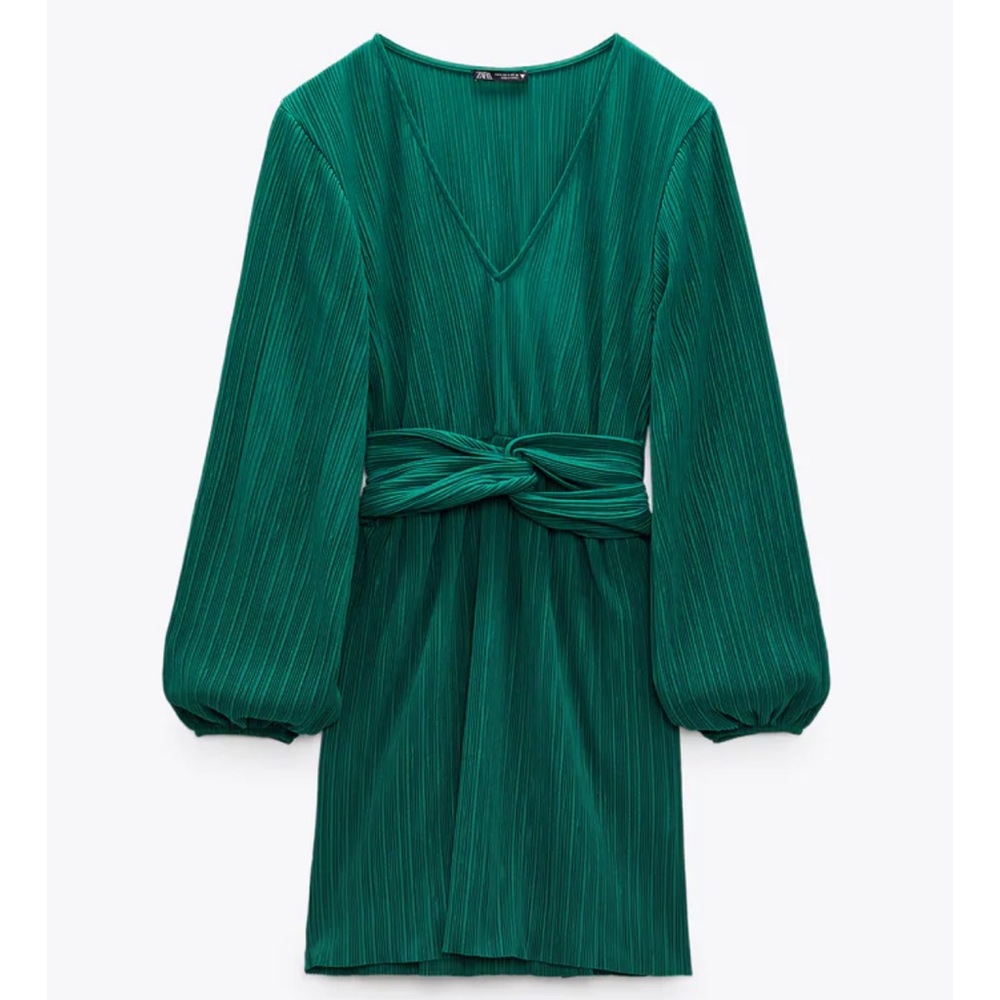 Zara pleated knotted dress